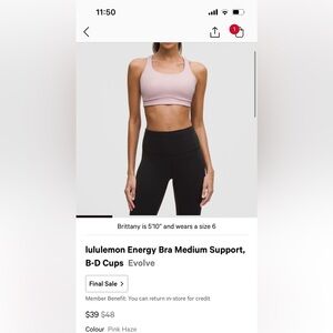 Lululemon energy bra